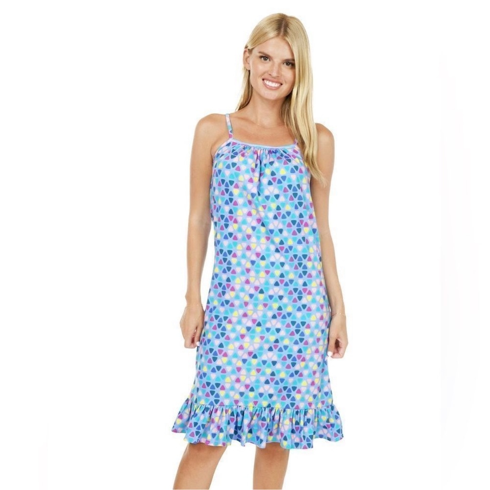 Chelsea Gunn Cyclades Maldives Resort Dress Coverup Light Blue Multicolored Sz M